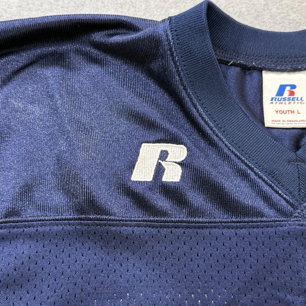 Y2K‎ Russell Athletic Football Jersey Navy Blue #42 Mesh Youth L Vintage